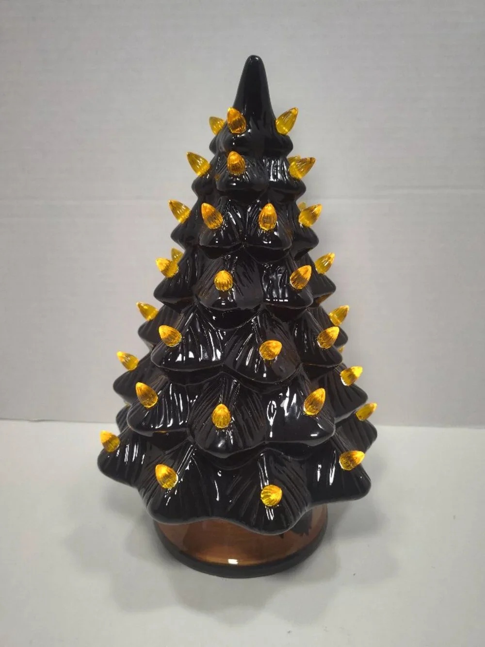 Black Ceramic Halloween Light Up Christmas Tree Bat Base LED Table Decor 15